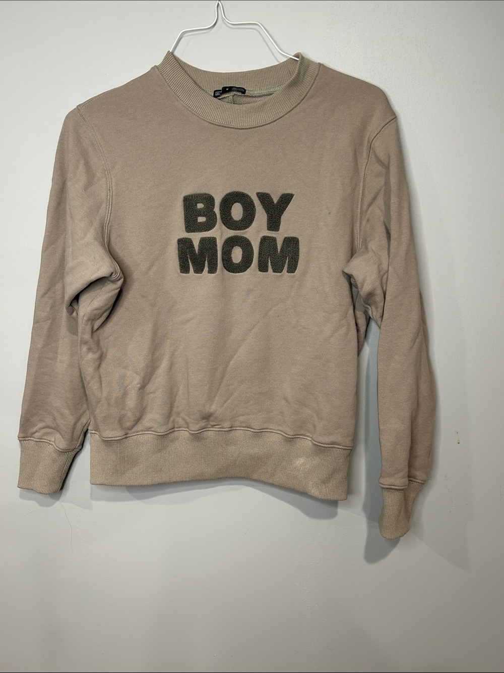 Boy Mom Taupe Crewneck Sweatshirt - Unbranded